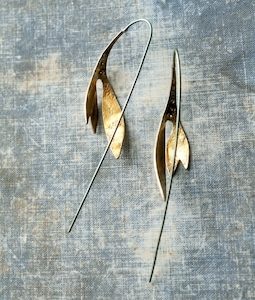 botanical sculptural earrings • organic handmade artisan jewelry, contemporary mixed metal jewellery