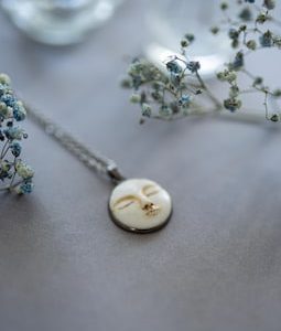 Moon with face necklace / whimsigoth jewelry / celestial pendant / man in the moon / moon necklace / goth jewelry / witch necklace