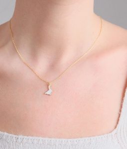 Goose Necklace: 925 Sterling Silver Pendant, Gold Plated Charm