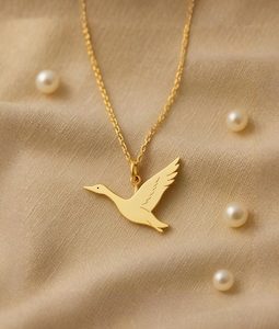 Sterling Silver Goose Necklace | Minimalist Flying Bird Pendant