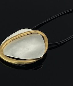 Modern Sculptural Pendant Necklace – Mixed Metal Jewelry