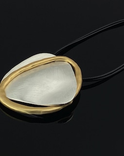 Modern Sculptural Pendant Necklace – Mixed Metal Jewelry