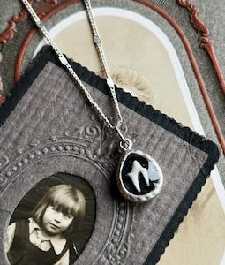 Ferret tooth necklace: hand hammered style silver gothic jewelry, oddities curiosities, whimsy trinkets, cottagecore, mourning