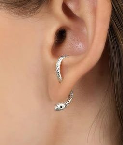 Sterling Silver Snake Earrings, Unique Serpent Hoop Earrings, Minimalist Statement Jewelry, Dainty Animal Inspired Earrings