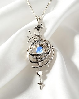 Vintage celestial globe necklace, silver pendant