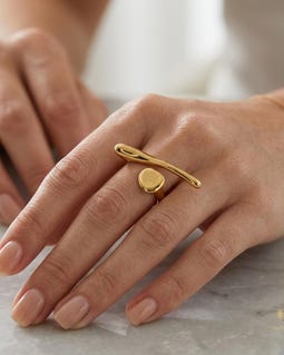 Asymmetrical Gold Statement Ring with Sculptural Wave Design, Chunky Open Band Ring, Modern Everyday Jewelry