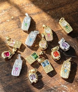 18K Gold/ S925 Plated Retro Virtual Digital Pet Pendant with Zircon Gem, Y2k Jewelry, 90's Kid Toys, Egg Pet Charm, Gemagotchi Charm