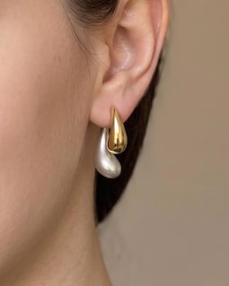 Mixed Metal Chunky Teardrop Studs,Sculptural Earrings,Bridal Jewelry,Modern Geometric Dangle Earrings,Unique Anniversary,925 Silver Post